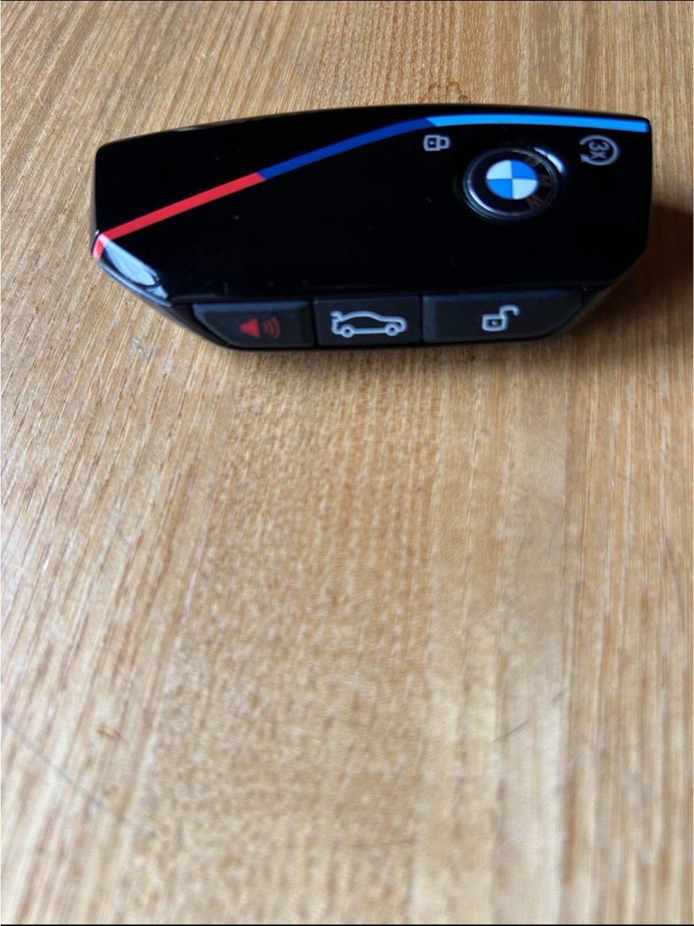BMW Black Key Fob with Blue and Red Stripe - Picture 2 of 4